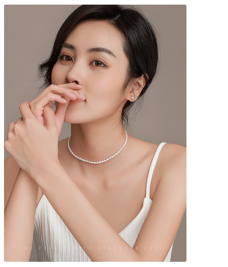 Classic Strand Double Pearl Elegant White Pearl Necklace with Silver Clasp